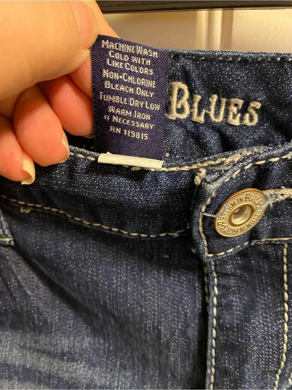 Rhythm In Blues 10 Jeans Shorts Dark Blue Stretch Denim Flap Pockets